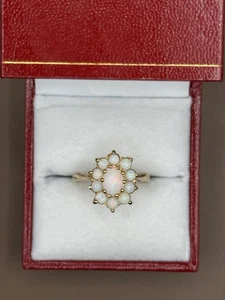 9ct Yellow Gold Opal Cluster Ring - Size O - Picture 1 of 5
