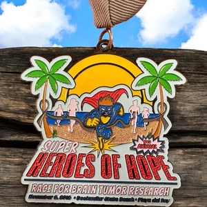 2016 Superheroes of Hope Race Medal Brain Tumor Research Ashworth Awards Lanyard - Picture 1 of 5