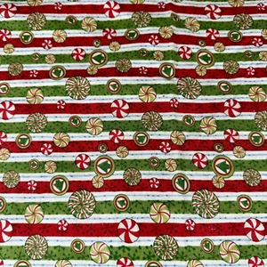 Debbie Mumm For Joann Fabrics Christmas Candy With Sparkle 1 yard 20 in. - Picture 1 of 5