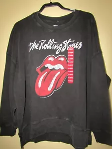 BAND SWEATSHIRT The Rolling Stones XL BLACK Long Sleeve Distressed SWEATSHIRT - Picture 1 of 6