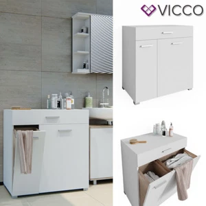 Wäschekorb Waschmaschinenschrank Badschrank Wäscheschrank Matteo XL Weiß Vicco - Bild 1 von 6