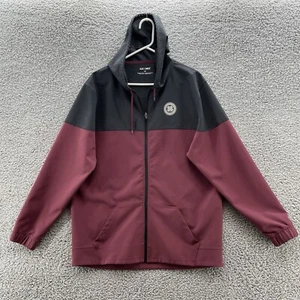 Black Clover Jacket Mens Large Burgundy Gray Colorblock Windbreaker Track - Picture 1 of 11