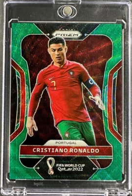 2022 Panini Prizm World Cup Qatar Green Wave Prizm Cristiano Ronaldo #175 - Image 1 of 2