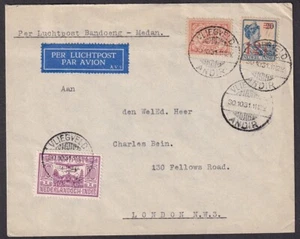 Netherlands Indies 1931 AIRMAILcover VLIEGVELD ANDIR to London - Picture 1 of 2