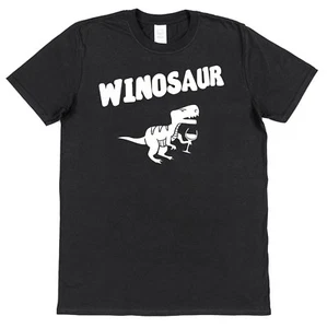 Winosaur Wine Lover T-Shirt Wine Gifts Present for Wine Drinker Dinosaur T-Rex - Picture 1 of 4