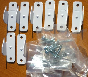 (4 PAIRS) Vintage Kirsch White Single Curtain Rod Brackets w/ Screws - Picture 1 of 3