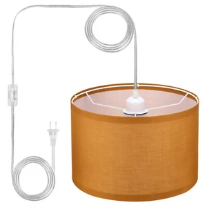 Plug in Pendant Light, 15Ft Rope Cord Hanging Lamp Fixture Dark Orange - Picture 1 of 7