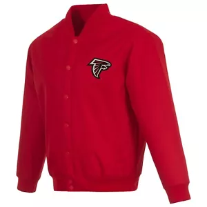 NFL Atlanta Falcons JH Design Poly Twill Jacket Two Patch Logos JH Design Red - Picture 1 of 4