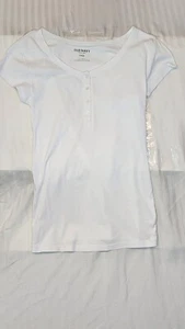 Old Navy Womens Short Sleeve Basic Henley Button Placket V-neck T-shirt M - Picture 1 of 7