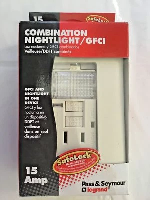 Pass & Seymour Gfci Outlet Led Nightlight, Eye, 15 Amp High End Item Off White - Image 1 of 3
