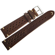 22mm Mens Fluco Hunter Racing Rally Brown German Made Leather Watch Band Strap