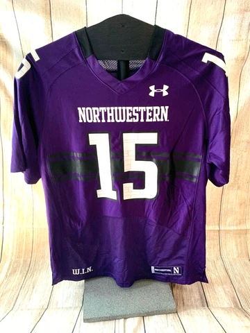 LARGE UA Under Armour Northwestern Wildcats #15 Men's NCAA Football Jersey NWOT Cover