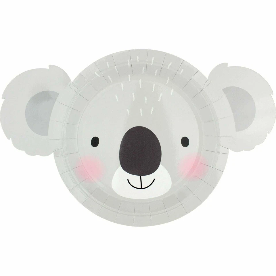 Koala Party Snack/Dessert Plates Shaped 8pk - Australiana Koala Party Supplies - Image 1 of 1