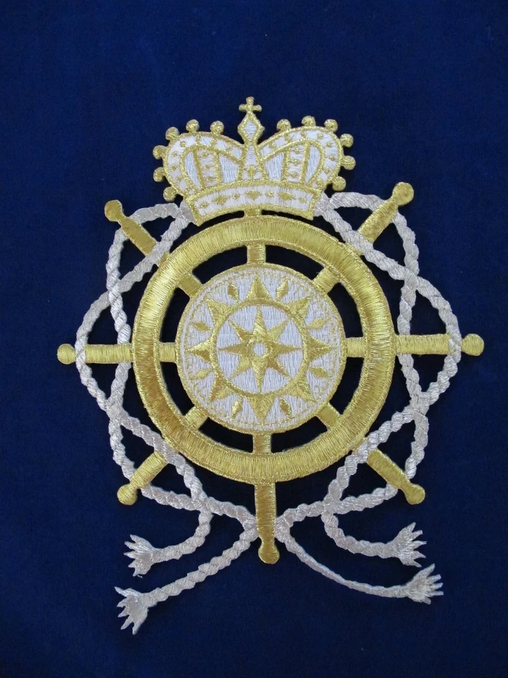 #3251 Gold,White Crown,Wheel,Rope,Star Embroidery Iron On Applique Patch - Image 1 of 1