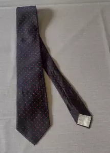 John Weitz/Lord & Taylor Neck Tie 3" Wide 57" Long Navy / Red Dots - All Silk - Picture 1 of 11