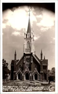 CIUDAD DE VIRGINIA NEVADA IGLESIA DE SAN MARÍA ANTES DEL FUEGO FRASHERS FOTO REAL POSTAL - Imagen 1 de 2