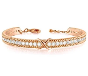 Rose gold finish created diamond infinity bangle gift boxed free postage - Picture 1 of 4
