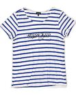ARMANI JEANS Womens Graphic T-Shirt Top IT 44 Medium  White Striped Cotton AJ48