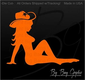 COWGIRL UP Sexy Girl Mudflap Decal Sticker Car Window Diesel Farm Country 8" - Picture 1 of 3