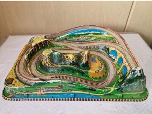 VTG Technofix 1960s Tin litho Wind Up Rocky mountain dual Train Track W Germany - Picture 1 of 14