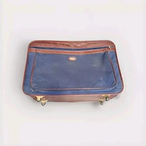 Vintage Samsonite Garment Bag Travel Luggage Suit Case Blue/Brown 26x17x9" - Picture 1 of 12