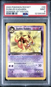 2000 Pokemon DEUTSCH 1. Edition Rocket Dunkles Kadabra Non Holo 39/82 PSA 9 MINT - Bild 1 von 2