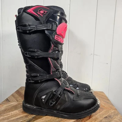 Bota de ciclista O'Neal para mujer negra rosa, motocross todoterreno talla 9 usada en excelente estado Foto 1 de 4