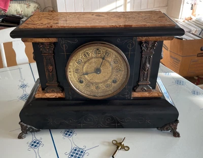 Antiguo manto Seth Thomas adamantino años 1890 2 columnas Foto 1 de 4