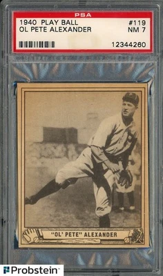 1940 Play Ball #119 Grover Alexander HOF Phillies PSA 7 NM - Image 1 of 2