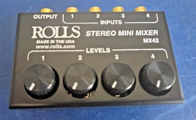 Rolls MX42 Stereo Mini Mixer - 4 RCA Inputs, 1 RCA Output - Image 1 of 3
