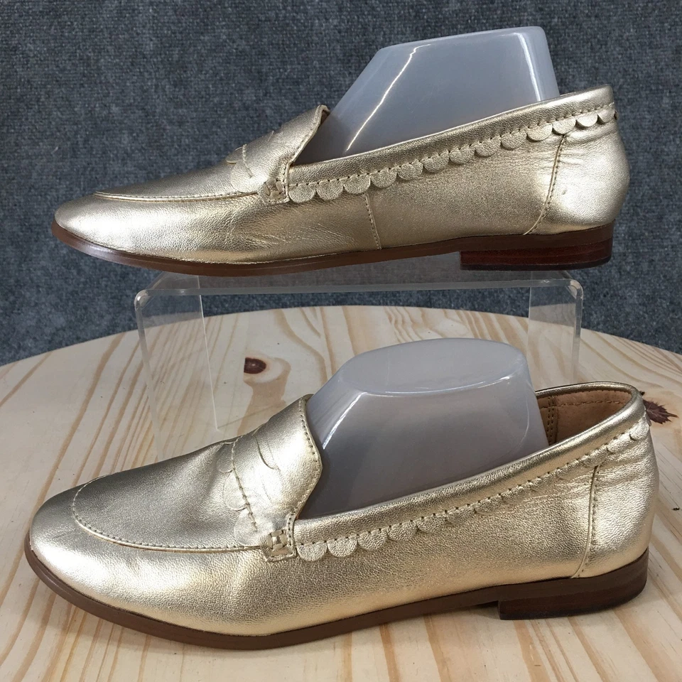 Zapatos Banana Republic para mujer 6 M ribete festoneado vestido sin cordones mocasín dorado Foto 1 de 4