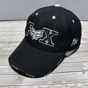 Y2K Fox Racing Hat, Black And White, Adjustable Hook And Loop back One Size - Picture 1 of 5