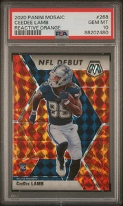 2020 Panini Mosaic Ceedee Lamb Reactive Orange RC #268 PSA 10 - Picture 1 of 2