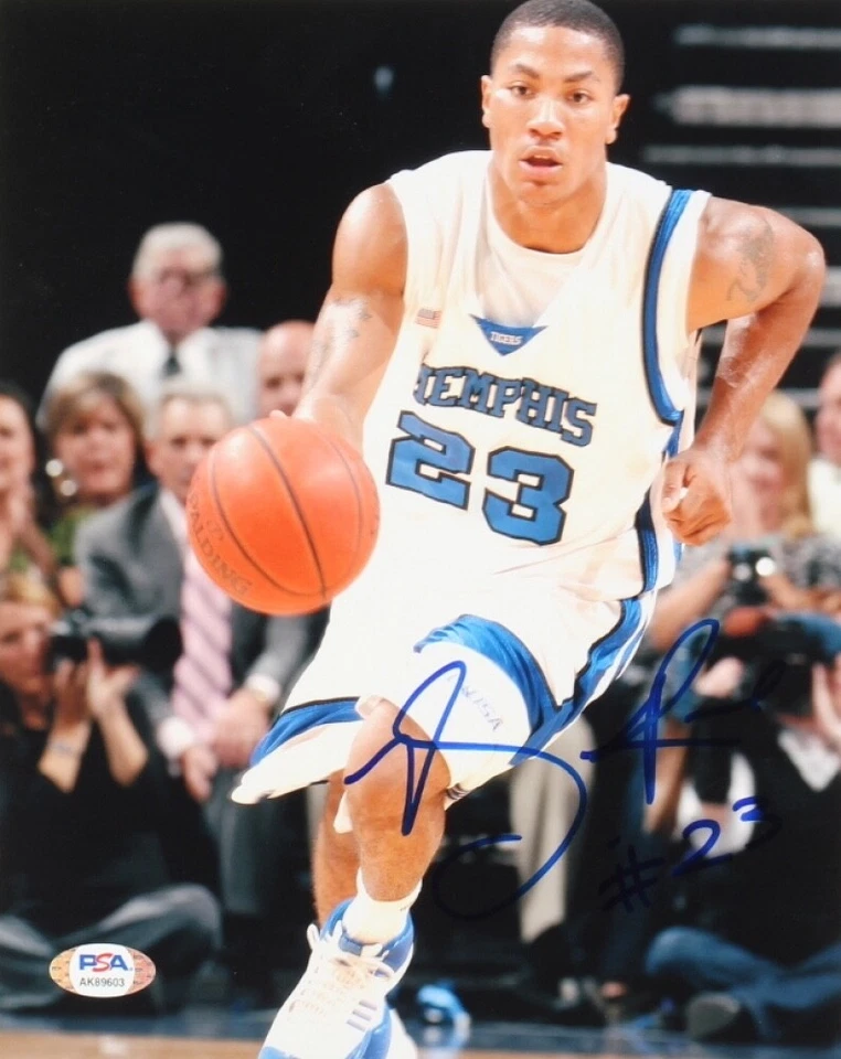 Derrick Rose Signed Memphis Tigers Chicago Bulls MVP 8x10 Photo PSA A2 - Image 1 of 1