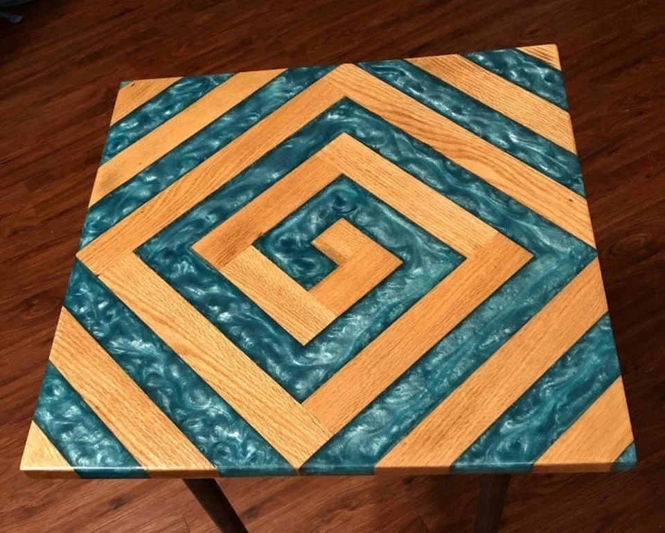 Resin River Table, Green Epoxy Table Top, Wooden Epoxy Coffee Table, Home Decors - Image 1 of 4