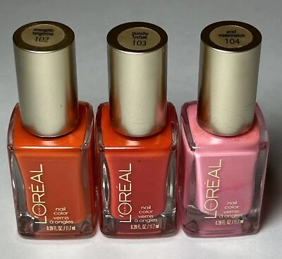 L'Oreal Paris Esmalte de Uñas Color # 102.103.104 Lote de 3 NUEVO 0,39 Fl Oz Foto 1 de 4