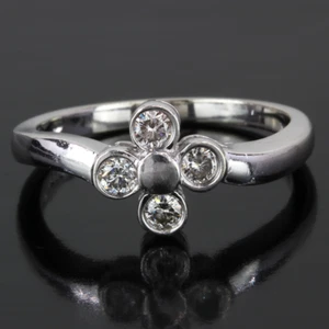 10K White Gold and Diamond Lucky Four Leaf Clover Anniversary / Cocktail Ring - Picture 1 of 7