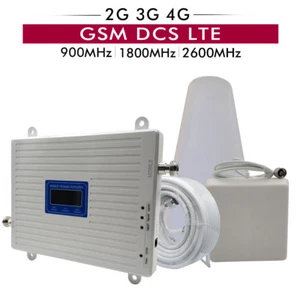 70dB GSM 900+DCS 1800+LTE 2600 MHz Tri Band Booster Cell Phone Signal Repeater - Photo 1 sur 11