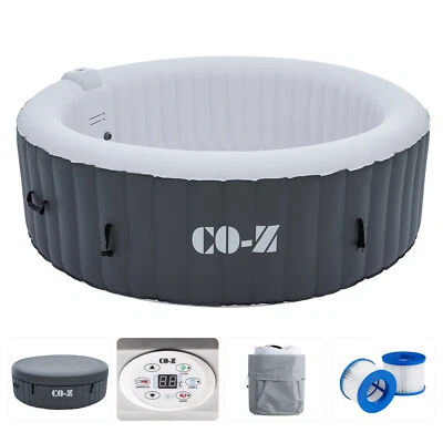 CO-Z Portable Inflatable Hot Tub Spa 130 Air Jets w Pump & Cover 2-6 Person New