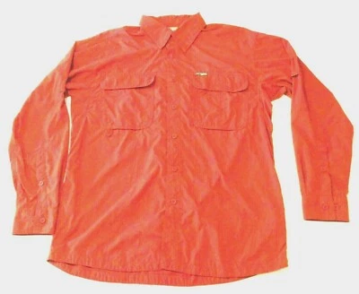 Columbia Hombre Mediano Senderismo Pesca Omni-Seco Naranja Quemado Camisa (ee) Foto 1 de 4