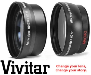 2-PC KIT HD WIDE ANGLE & TELEPHOTO LENS FOR CANON VIXIA HF S30 - Picture 1 of 1