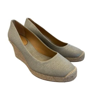J. Crew Seville Espadrille Jute Wedges in Neutral Metallic Canvas Size 11 - Picture 1 of 11