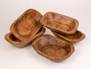 Mini Dough Bowl-5-6 x 9-10 x 1.5-2 inches-Batea-Wood-Candle Pour-Waxed-20 PCS - Picture 1 of 4