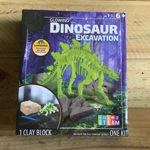 GLOWING DINOSAUR EXCAVATION SET by SCIENCE SQUAD AGES 6+ STEGOSAURUS - Picture 1 of 9