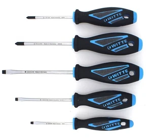 WITTE MAXX PLUS 5 Piece Professional Grade Screwdriver Set: 3 Slotted, 2 Phillip - Picture 1 of 4