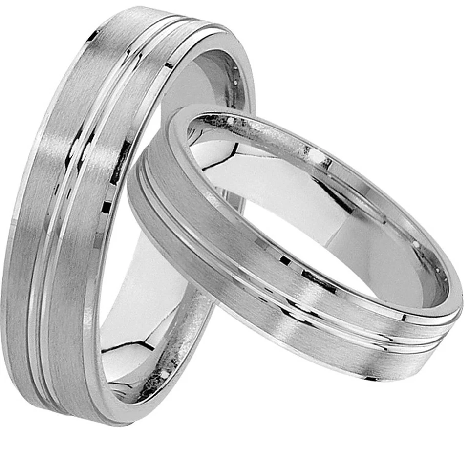 2 Trauringe , Verlobungsringe mit Stein , Gratis Gravur , Silber 925 J1-1 V - Bild 1 von 4