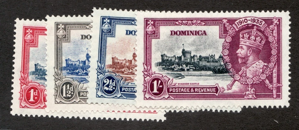 Dominica Sc# 90-93 1935 - Jubileo de Plata KGV / Castillo - Juego de sellos MH Cv $18,35 Foto 1 de 1