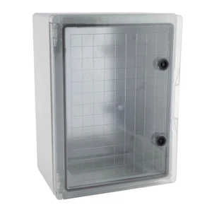 Plastic Weatherproof IP65 Lockable ABS Enclosure Clear Door c/w Metal Base Plate - Picture 1 of 10
