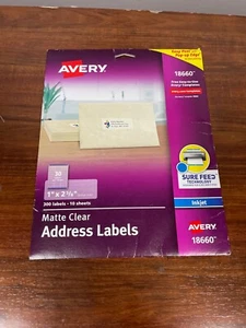 Avery 18660 Matte Clear Easy Peel Address Labels, Inkjet, 1 X 2 5/8, 300/Pack - Picture 1 of 2