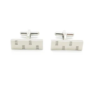 Stainless Steel Diamond Accent Rectangular Cuff Links - Picture 1 of 6